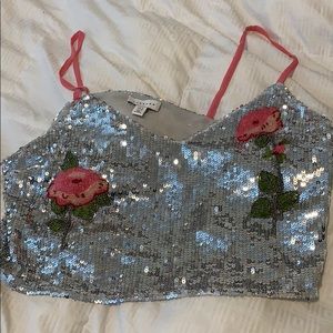 Topshop sequin crop top